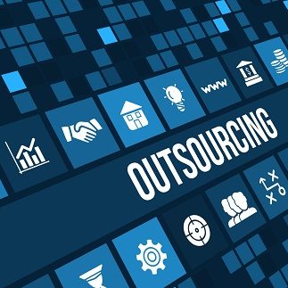 Outsourcing concept image with business icons and copyspace. Outsourcing concept image with business icons and copyspace.For more variation of this image please visit my portfolio